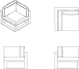 vector sketch illustration of sofa chair design for living room interior home