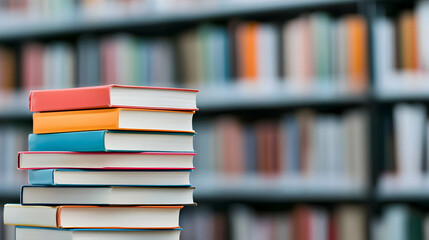 Stack Of Books In Library