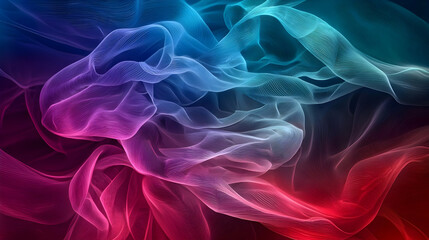 Fototapeta premium Abstract Digital Render Of Swirling Colorful Light And Wavy Texture Against Dark Background