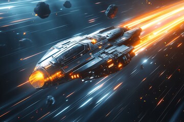 Futuristic Spaceship in Space