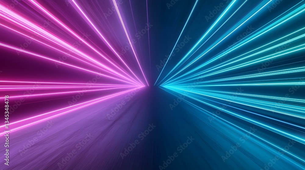 Aufkleber the image contains vibrant pink and blue neon laser lines converging at a central point, creating a 