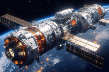 Futuristic Spacecraft in Orbit