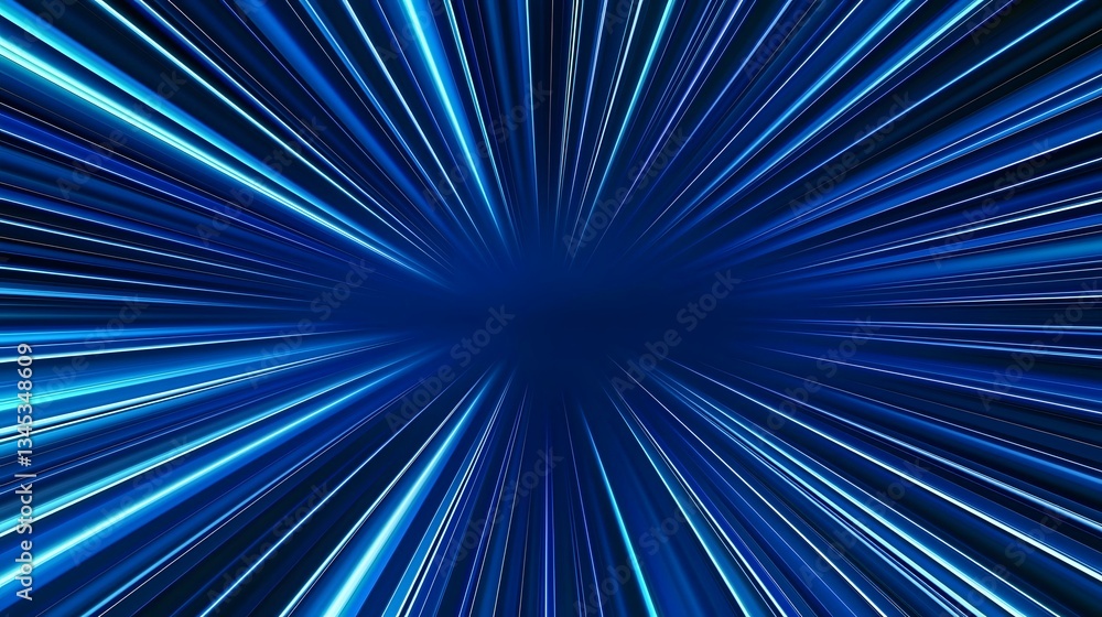 Poster the image contains numerous bright blue lines radiating outwards from a central dark blue point, cre