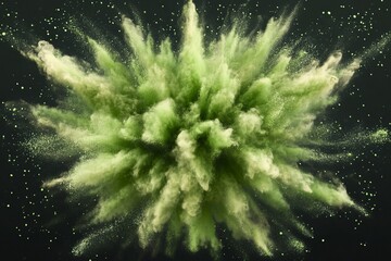 dynamic burst of green powder

