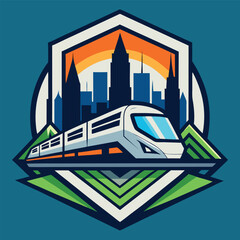 Futuristic High-Speed Urban Railway Train Traverses City's Heart