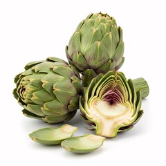 Obraz premium Spiky Artichokes with Petal Details on White