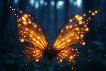 Glowing Butterfly in Enchanted Forest