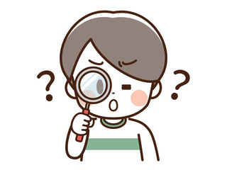 こども_虫眼鏡を覗く男の子_？？