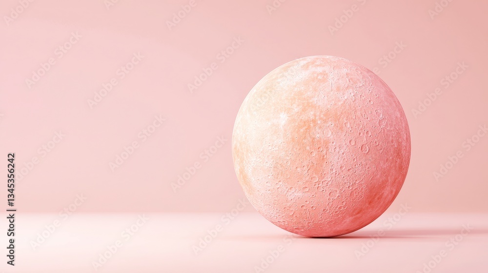 Poster sphere of serenity: an abstract sphere with a textured surface, bathed in a gradient of soft, pastel