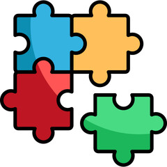 Puzzle - black line - illustration