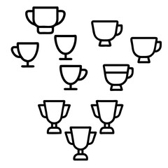 Coffee Cup Line Art Nature Inspired Artistic Coffee Drawing. Cup vector. Set of steaming mugs. Cup of tea, coffee, hot drink. Autumn cozy vibes. Vector isolated on white background. 

