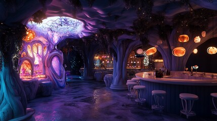 Enchanting Elven Bar: A Magical Gathering Place in a Mystical Forest