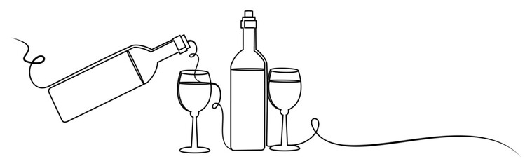 vector line art bottle and glass beer