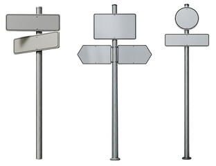 Blank Road Signs on Metal Poles - Customizable Mockup for Design Projects isolated on white or transparent png background