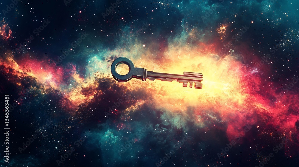 Poster cosmic key: unlocking the secrets of the universe with imagination