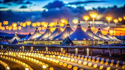 Denver Airport Bokeh Lights, Stunning Night Photography, Colorado Travel