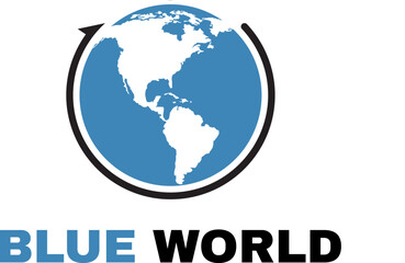 simple illustration globe or blue world rotation revolution logo design