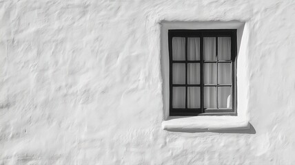 Small Black Framed Window on Textured White Wall
