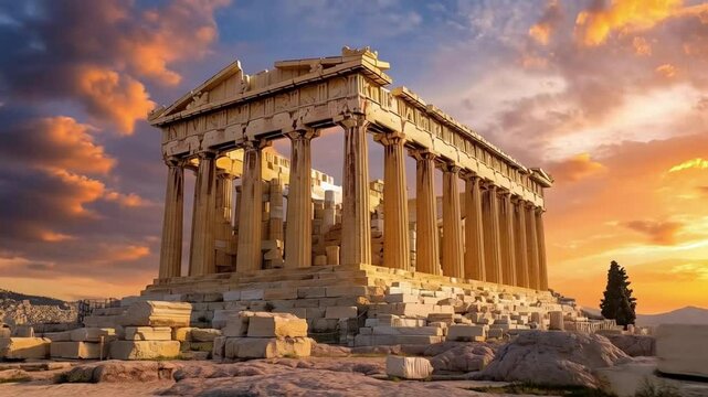 The ancient Roman building stood majestically, showcasing stunning architecture and intricate carvings