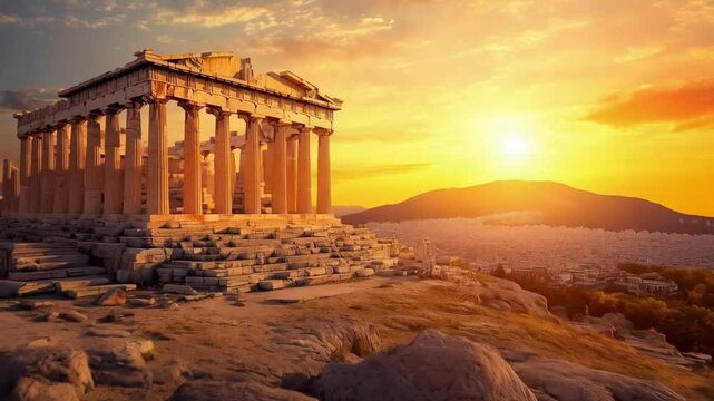 The ancient Roman building stood majestically, showcasing stunning architecture and intricate carvings