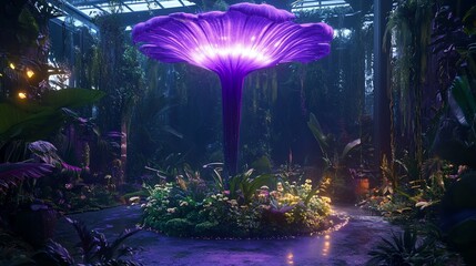 Fototapeta premium Enchanted Bioluminescent Flora: A Glowing Oasis of Botanical Wonder