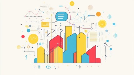 Colorful graphical representation of data analytics and business insights