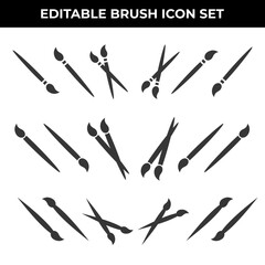 Editable Brush Icon Set