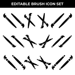 Editable Brush Icon Set