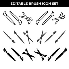 Editable Brush Icon Set