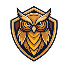 Retro Owl Vector Graphic Emblazoned on a Majestic Shield
