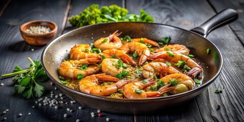 Succulent coconut shrimp prawns sizzling in a pan with golden brown crust , shrimp, coconut,  shrimp