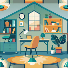 Cozy and Productive Home Office Workspace with Desk and Workspace