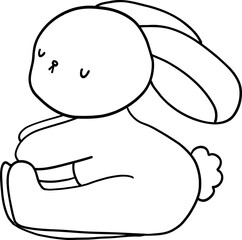 White Rabbit in Animal Yoga for Relaxation and Meditation - Hand Drawn Vector for World Yoga Day
