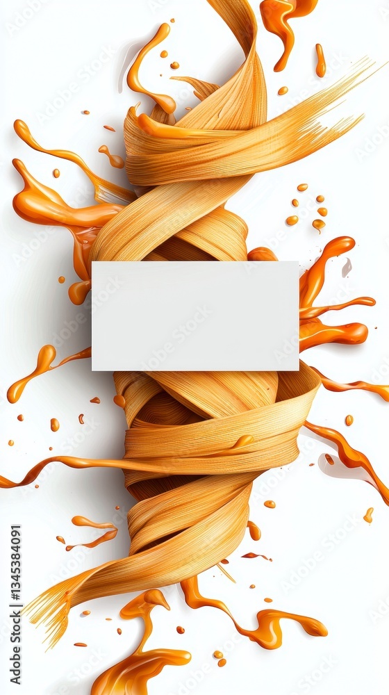 Aufkleber dynamic abstract orange splash with twisted wood elements studio graphic design creative environment