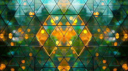 Geometric Pattern Of Triangles With  Reflective Colors