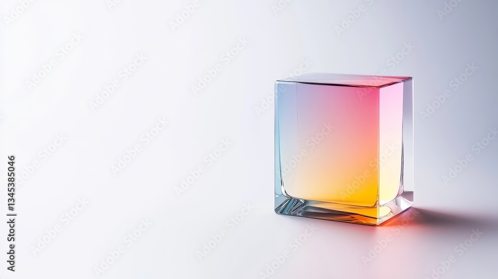 Poster colorful gradient cube on clean background with soft lighting