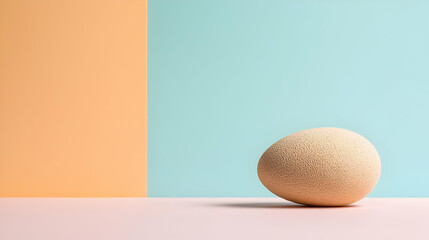 Beige Egg On Pastel Background