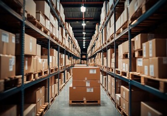 Fototapeta premium Forklift Operations in a Warehouse Environment