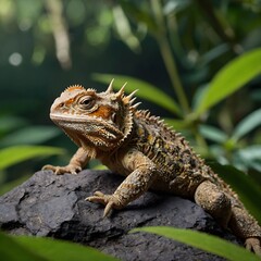 Obraz premium Sri Lankan Horned Lizard: Masters of Disguise in Tropical Tranquility