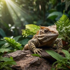 Obraz premium Hidden in Plain Sight: The Sri Lankan Horned Lizard’s Camouflage in Paradise