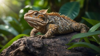 Obraz premium Nature's Chameleon: The Sri Lankan Horned Lizard in Tropical Harmony