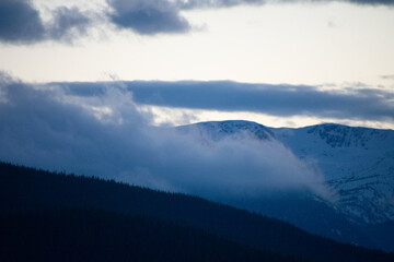 Gray winter evening in the Colorado Rocky Mountains