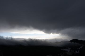 Gray winter evening in the Colorado Rocky Mountains