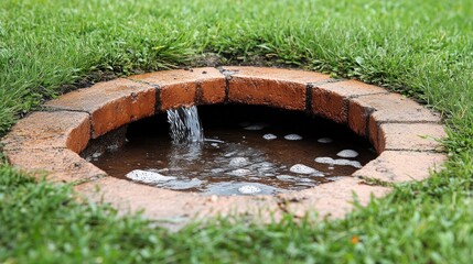 Small, decorative water feature in a garden
