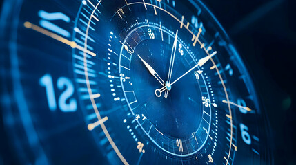 Detailed Digital Clock With Blue Background