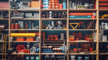 Explore a diverse selection of building materials and equipment for all construction and repair needs in a well-stocked hardware store Generative AI