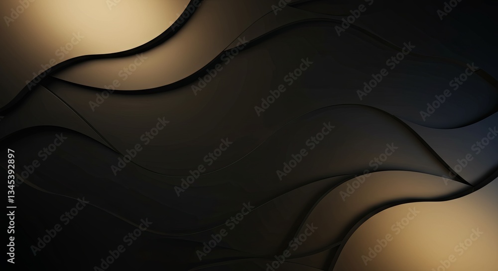 Aufkleber a black and gold background with a wave pattern