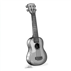 Obraz premium Ukulele Line Art: Minimalist Vector Illustration of a Musical Instrument