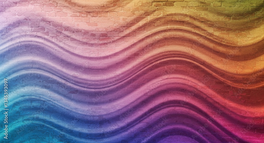 Poster a colorful wave pattern with a rainbow background