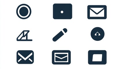 Nine simple icons representing various symbols and basic shapes